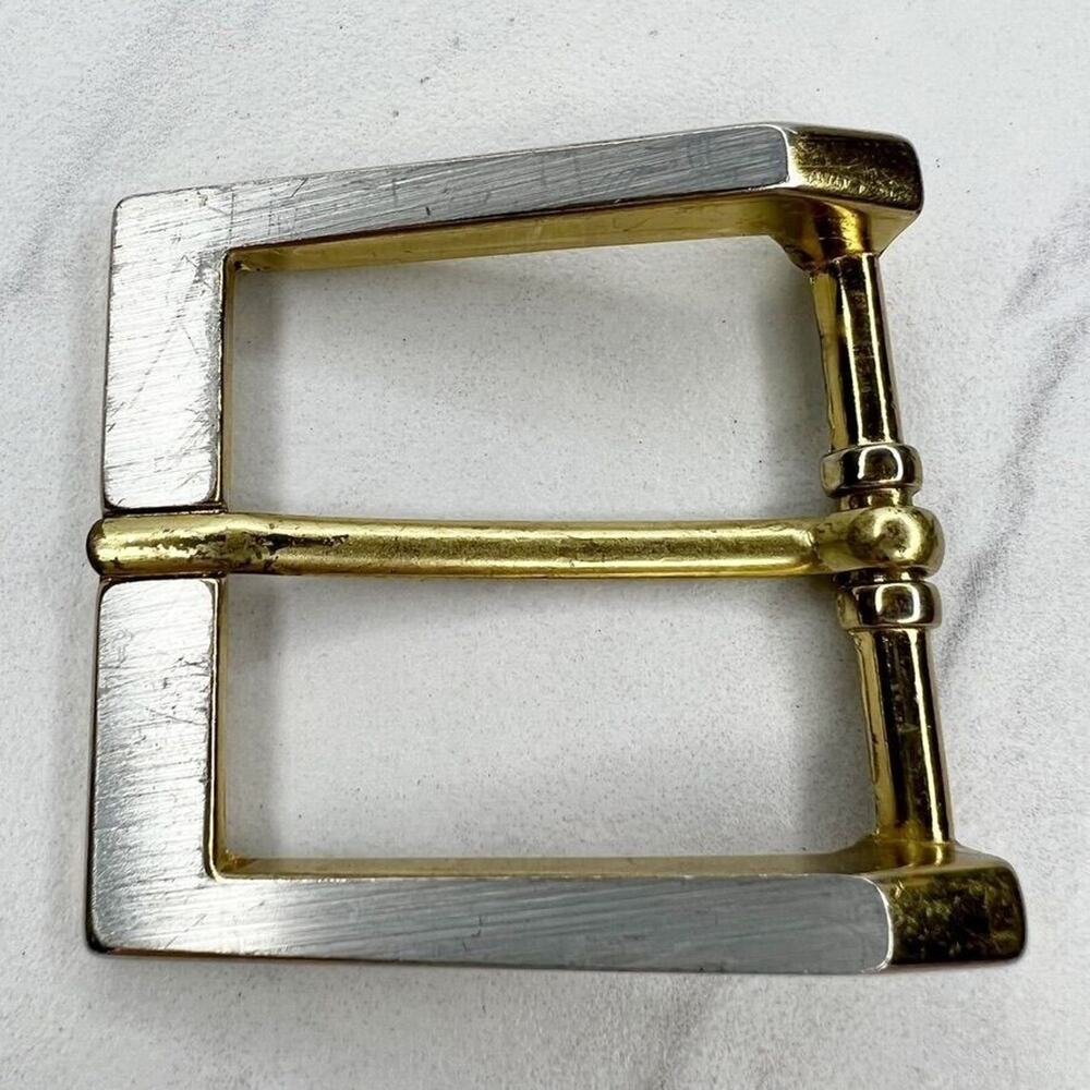 Vintage Silver and Gold Tone Simple Basic Belt Buckle